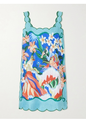 Farm Rio - Garden Of Life Floral-print Linen Mini Dress - Multi - xx small,x small,small,medium,large,x large