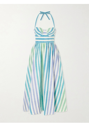 Emporio Sirenuse - Johanna Ikat Striped Cotton Midi Dress - Blue - IT38,IT40,IT42,IT44,IT46,IT48,IT50