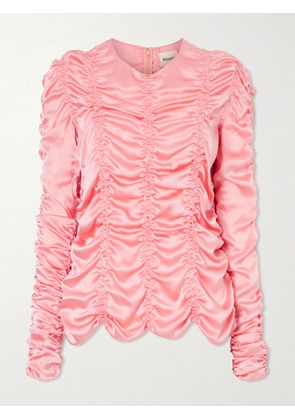 KHAITE - Rory Ruched Silk Satin Top - Pink - x small,small,medium,large