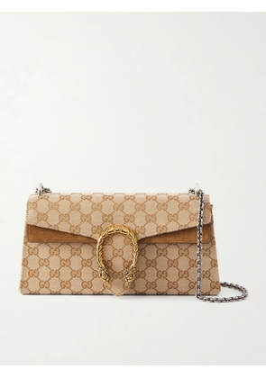 Gucci - Dionysus Small Embellished Printed Coated-canvas And Suede Shoulder Bag - Neutrals - One size