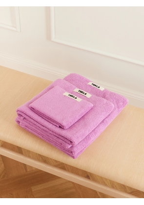 TEKLA - Set Of Three Organic Cotton-terry Towels - Purple - One size