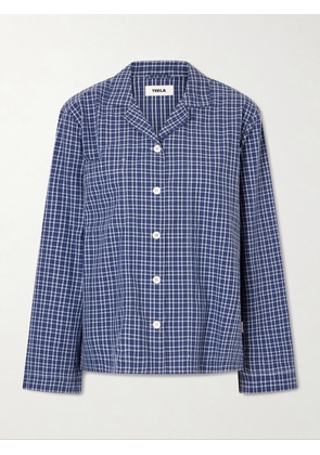 TEKLA - Checked Organic Cotton Pajama Shirt - Blue - xx small,x small,small,medium,large,x large,xx large