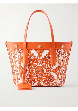 Dolce & Gabbana - Kendra Printed Logo-embellished Leather-trimmed Canvas Shoulder Bag - Orange - One size