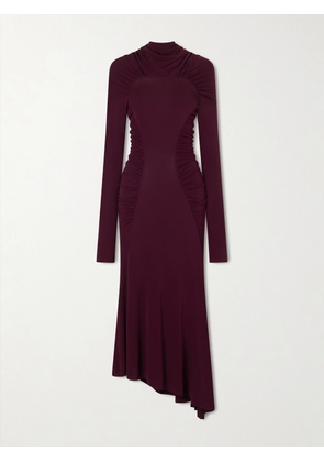 Victoria Beckham - Gathered Crepe Maxi Dress - Burgundy - UK 4,UK 6,UK 8,UK 10,UK 12,UK 14,UK 16