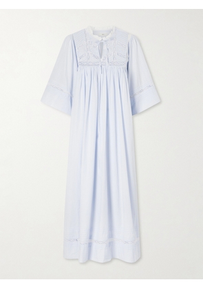 SKALL - Magnolia Lace-trimmed Organic Cotton Midi Dress - Blue - DK32,DK34,DK36,DK38,DK40,DK42