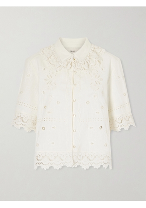 SKALL - Talia Broderie Anglaise Cotton And Linen-blend Shirt - White - DK32,DK34,DK36,DK38,DK40,DK42