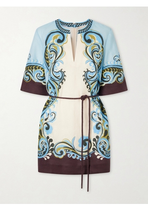 ALÉMAIS - Natalia Printed Linen Mini Dress - Neutrals - UK 6,UK 8,UK 10,UK 12,UK 14