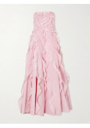 Aje - Allairie Strapless Ruffled Shirred Faille Gown - Pink - UK 4,UK 6,UK 8,UK 10,UK 12,UK 14,UK 16