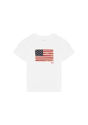 Polo Ralph Lauren Kids Short Sleeve Cotton Knit Flag T-shirt in White. Size 6. Also in 2, 3, 4, 5.