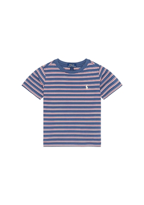 Polo Ralph Lauren Kids Short Sleeve Jersey Knit Striped Crewneck T-shirt in Blue. Size 6. Also in 2, 3, 4, 5.