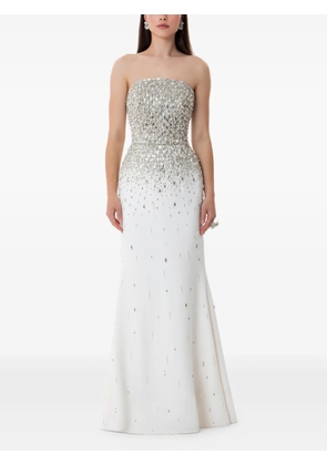 Dina Melwani strapless crystal maxi gown - White