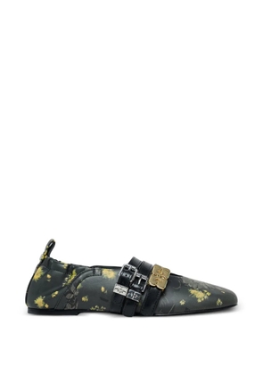 GANNI Sue Triple floral-print ballet flats - Black