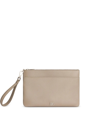 Dolce & Gabbana calfskin toiletry bag with logo - Neutrals