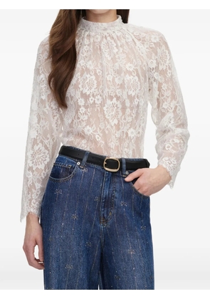 Self-Portrait lace scalloped-hem top - White