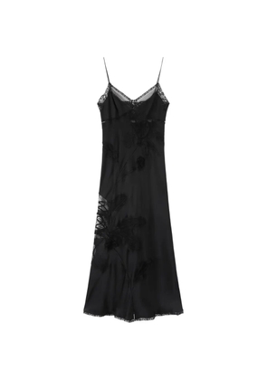 Ermanno Scervino lace-trim floral-appliqué midi dress - Black