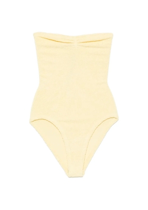 Hunza G Brooke crinkle-effect strapless swimsuit - Yellow