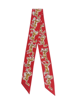 Hermès Pre-Owned 2021-2026 Chevaux en Liberte Silk Twilly Scarf scarves - Red