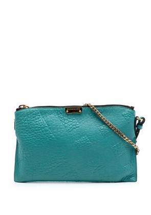 Burberry Pre-Owned 2000-2017 Grain Check Embossed Leather Peyton crossbody bag - Blue