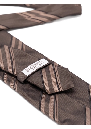 Brunello Cucinelli striped silk tie - Brown