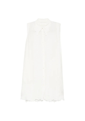 JNBY floral-embroidered scalloped shirt dress - Neutrals