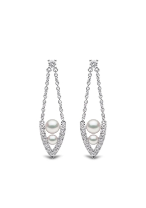 Yoko London 18kt white gold diamond pearl Sleek earrings - Silver