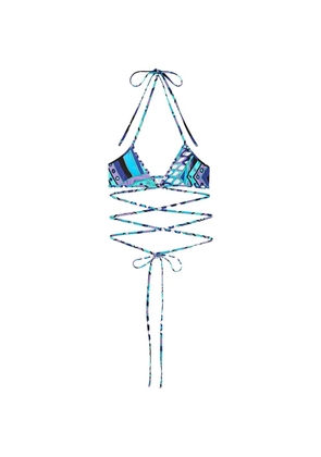 PUCCI Vivara-print wrap-around triangle bikini top - Blue