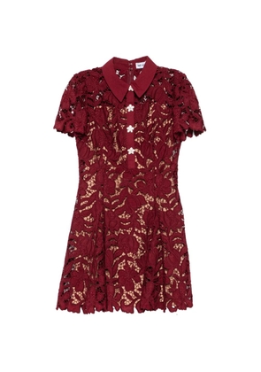 Self-Portrait guipure-lace floral-button mini dress - Red