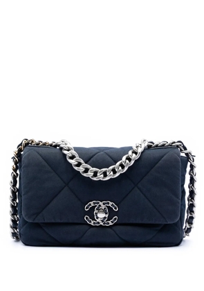 CHANEL Pre-Owned 2021-2026 Medium Quilted Jersey 19 Flap satchel - Blue