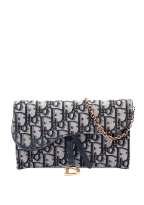 Christian Dior Pre-Owned 2020 Oblique Canvas Saddle Wallet On Chain crossbody bag - Blue