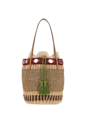 Valentino Garavani VLogo Signature crystal-embellished bucket bag - Neutrals