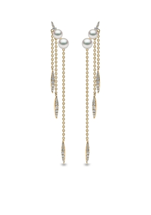Yoko London 18kt yellow gold Trend freshwater pearl and diamond chain earrings