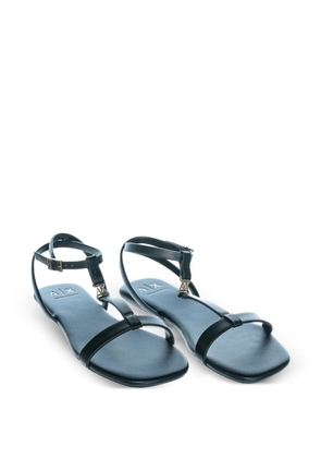 Armani Exchange logo-plaque buckle-fastening sandals - Black