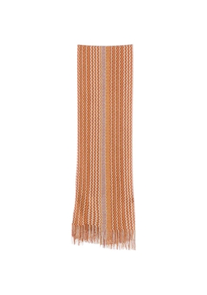 Missoni zigzag-knit fringed scarf - Orange