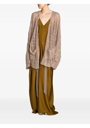 YANGKEHAN open-knit mohair-blend cardigan - Neutrals