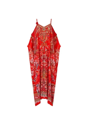 Camilla flower-appliqué maxi dress - Red