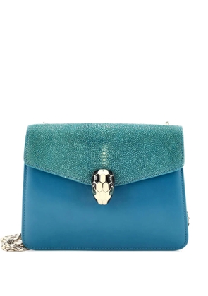 Bvlgari Pre-Owned Serpenti Forever Square Leather and Stingray Small shoulder bag - Blue