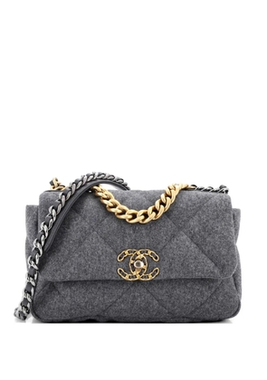 CHANEL Pre-Owned 19 Flap Bag Quilted Wool Medium shoulder bag - Grey