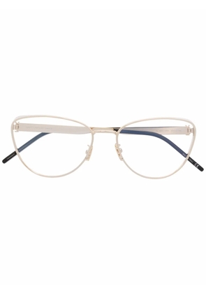 Saint Laurent Eyewear polished-effect round-frame glasses - Gold