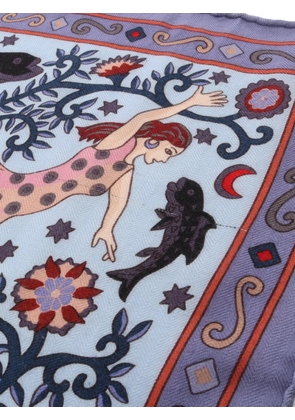 Hermès Pre-Owned 00s 140 Peuple du Vent scarf - Blue