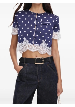 Self-Portrait polka-dot lace-trimmed shirt - Blue