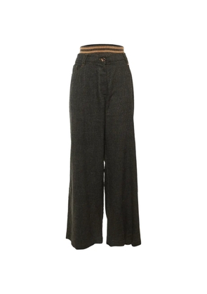 Brunello Cucinelli Vintage striped-waistband wide-leg trousers - Grey