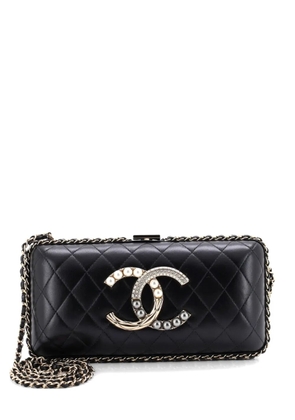 CHANEL Pre-Owned CC Chain Around Minaudiere Crystal and Pearl Embellished Quilted Lambskin clutch bag - Black