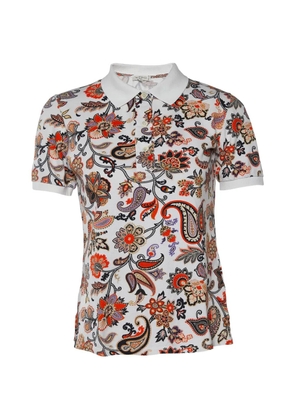 Etro Pre-Owned Paisley floral-print polo T-shirt - White