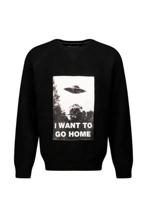 Anti Social Social Club graphic-patch waffle-knit sweater - Black