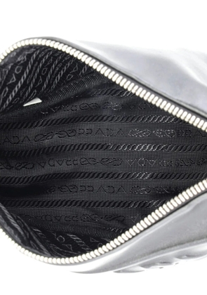 Prada Pre-Owned Triangle Logo Zip Crossbody Bag Embossed Leather Mini shoulder bag - Black