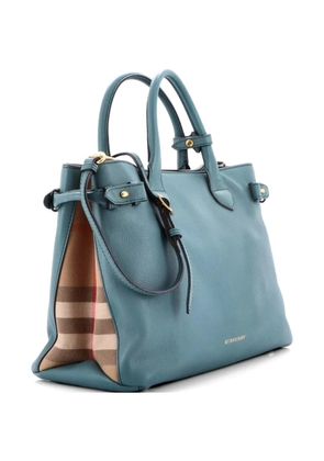 Burberry Pre-Owned Banner Tote Leather and House Check Canvas Medium satchel - Green