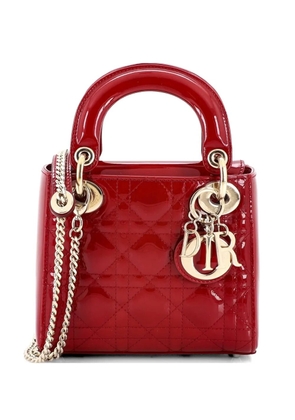 Christian Dior Pre-Owned Lady Dior Chain Bag Cannage Quilt Patent Mini satchel - Red