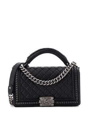 CHANEL Pre-Owned Chain Handle Boy Flap Bag Quilted Grained Calfskin Old Medium shoulder bag - Black
