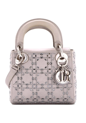 Christian Dior Pre-Owned Lady Dior Bag Crystal Embellished Cannage Quilt Satin Mini satchel - Grey