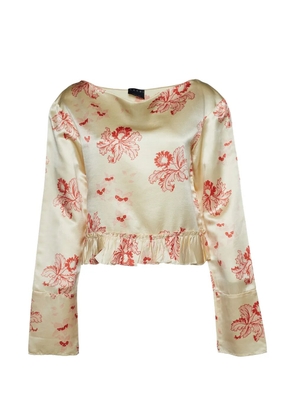 Marni Pre-Owned floral-print ruffled blouse - Neutrals